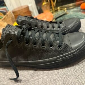 Converse Men's All-Black Leather Sneakers